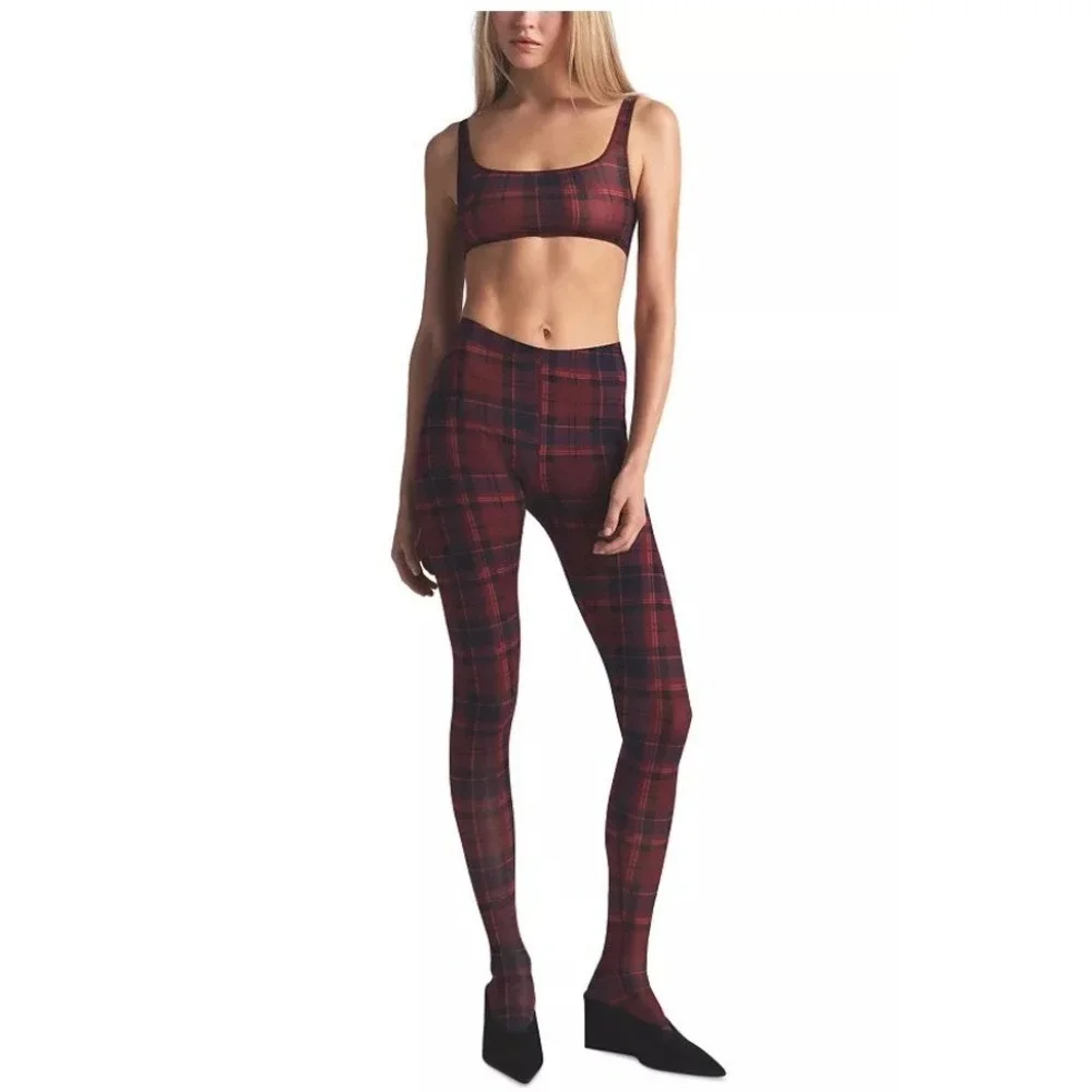Skims Milky Sheer Tights SH-TIG-8532W Merlot Navy‎ Plaid 3X